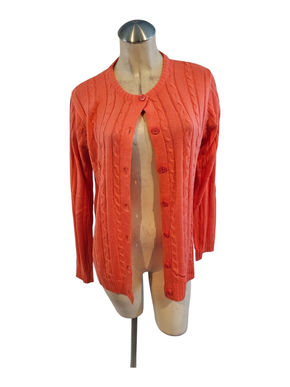 Sara Morgan Size M Coral Cardigan Cable Knit